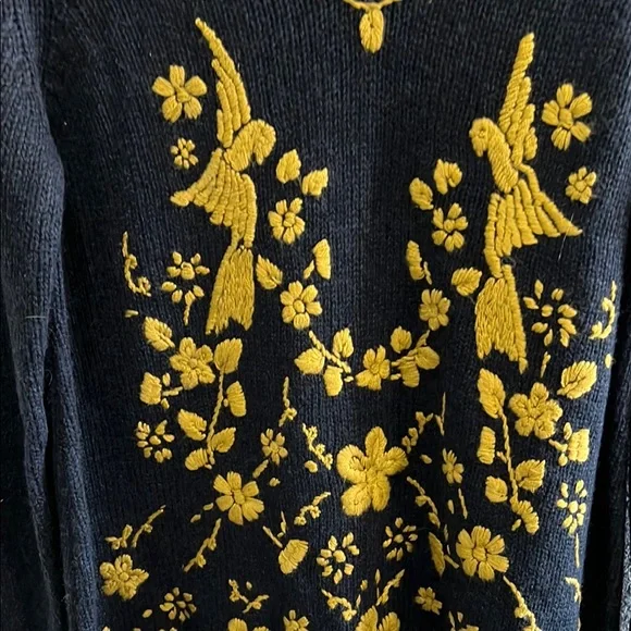 Soft Surroundings Navy and Gold Embroidered Sweater size XL - Picture 4 of 4